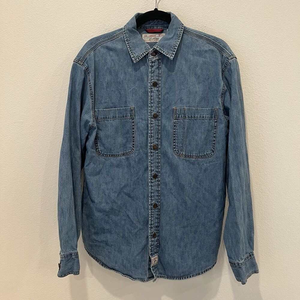 Levis Strauss Shirt Mens M Blue Wash Denim Long Sleeve Western Rodeo Bohemian